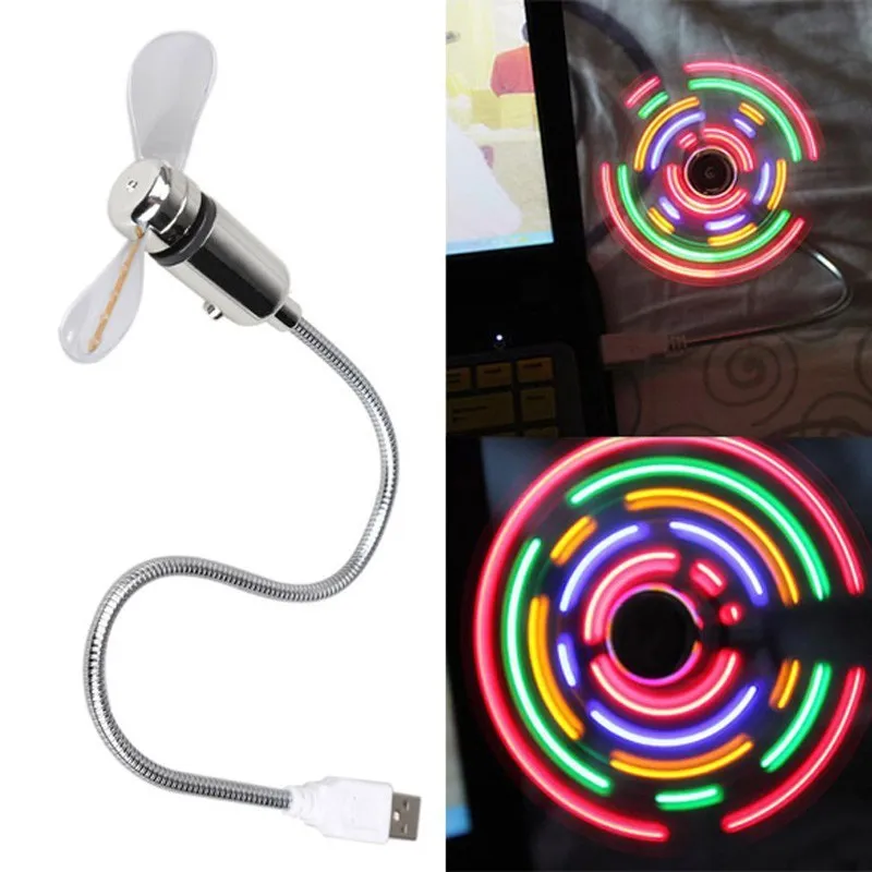 DHL Free Cheap New Portable Mini USB LED Fan Cooling Desk LED Light Switchable Fan Laptop Desktop PC Computer con imballaggio al dettaglio