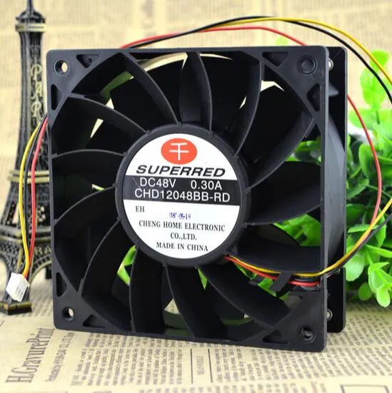 Original SUPERRED CHD12048BB-RD 48V 0.30A 120*120*38 3 wire cooling fan