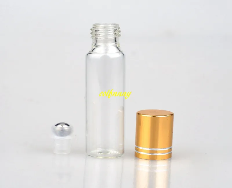 livraison rapide 10 ml verre clair rouleau sur huiles essentielles bouteilles de parfum avec bouteille à bille en acier inoxydable