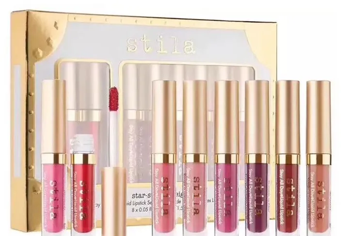 I Stocknew Makeup -märke Stila 8st Lip Gloss Set Liquid Lipstick High Quality DHL 8653450