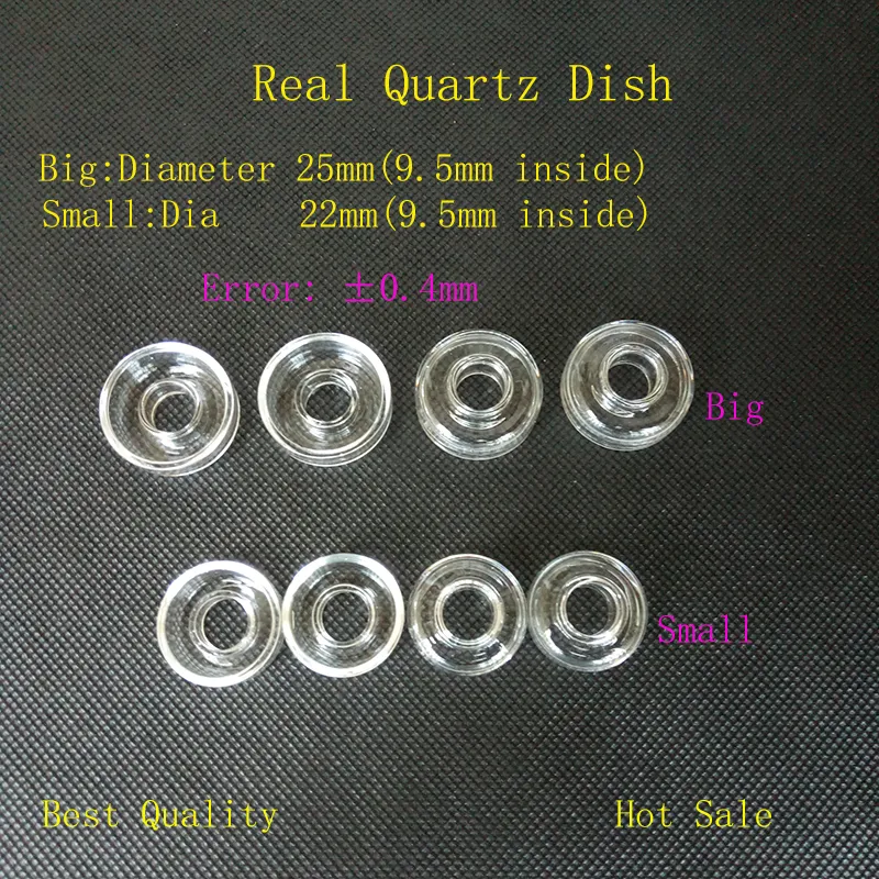 25mm/22mm OD Quartz Dish Bowl Smoking Pipes Tillbehör för banger titan Domeless Hookahs Nail Oil Rigs Glass Water Bongs