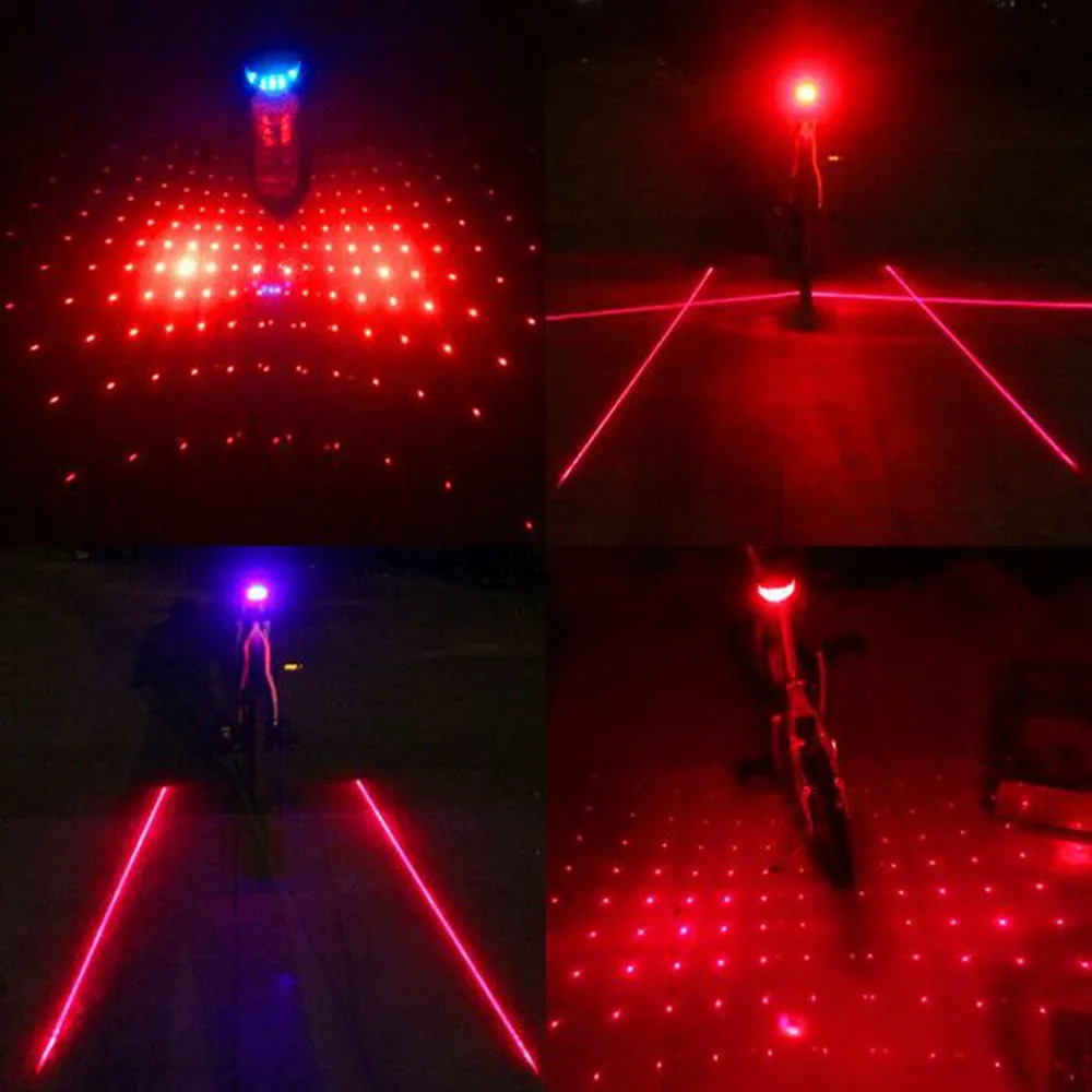 2 лазер + 5 LED Велоспорт велосипед задний фонарь безопасности сигнальная лампа мигает сигнализация подседельный фонарь предупреждение предупреждение Луч мерцание