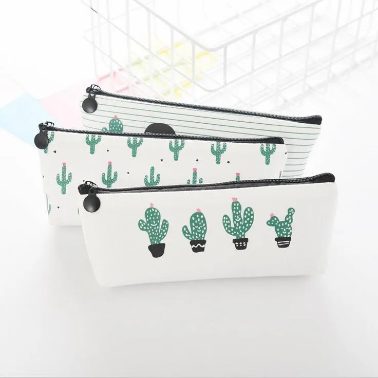 Office Student Zipper Penna Pen Bags Stationery Väskor Koppling Organizer Bag Presentförvaring Påse Baby Cactus Coin Purse Girl Makeup Väskor