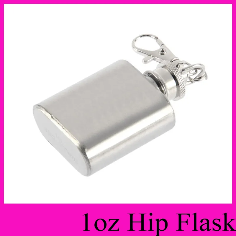 Portable Party Outdoor Hip Flasks Keychain 1oz Stainless Steel Whisky Liquor Alcohol Pocket Hip Flask oil bottle with Key chains
