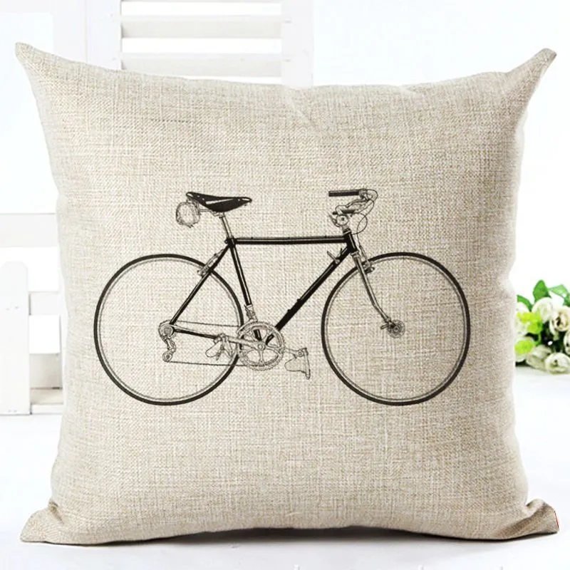 Vintage Cojines Decorativos Fietskussen Cover Fiets Sofa Stoel Sierkussen Case 45cm Linnen Stof Almofada Creative Decor