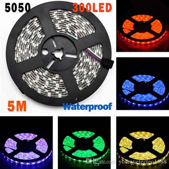 8 Kleur 5M 300 LED's Niet-waterdichte SMD 5050 LED Strip Lights 60 LED's / M RGB LED-snaarlamp