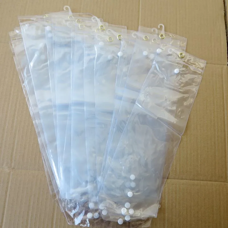 Hair extensions PVC Plastic package Bags Packing Bags with Pothhook 12-26inch for Packing hair wefts tape hair extensions Button Closure