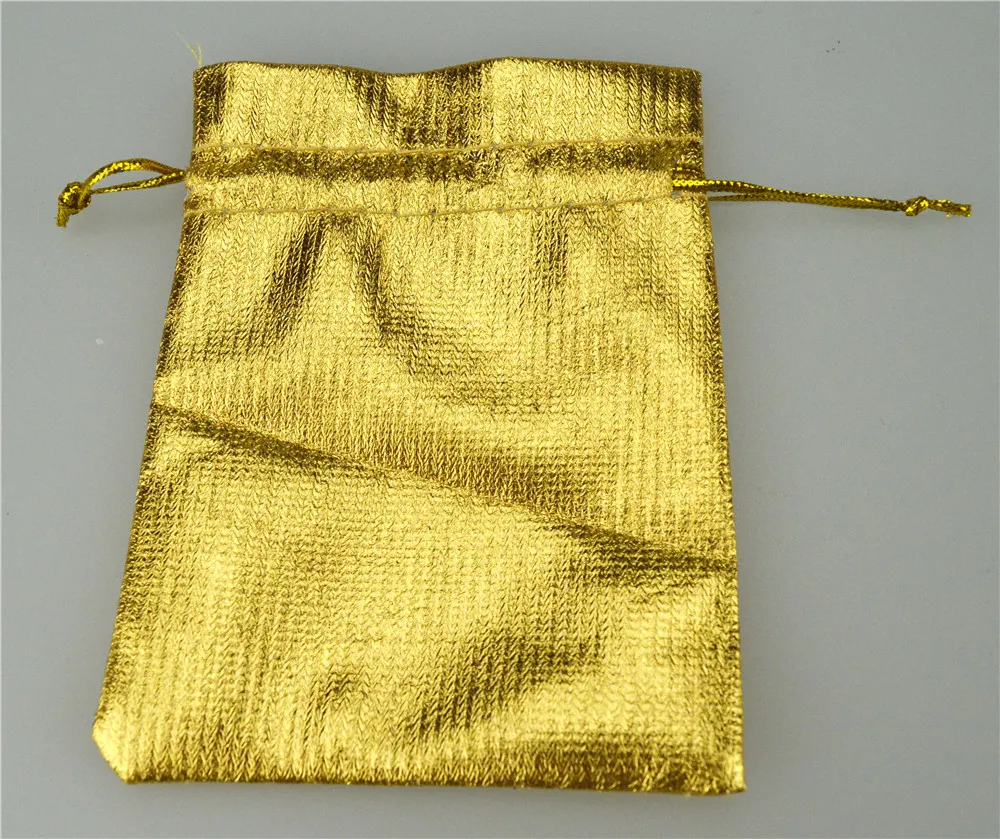 Gold Silver Drawstring Bags Bolsas de joyas Organizador de joyas Satinado Favor de la boda de la Navidad Plazo de regalo 7x9cm Lot4844083