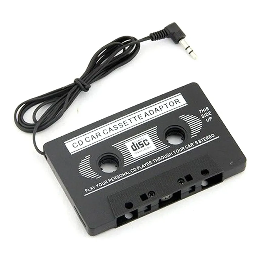 Partihandel 50st / Lot 3.5mm Universal Bil Audio Cassette Adapter Audio Stereo Cassette Tape Adapter för MP3 Player Phone Black Car Audio Cable