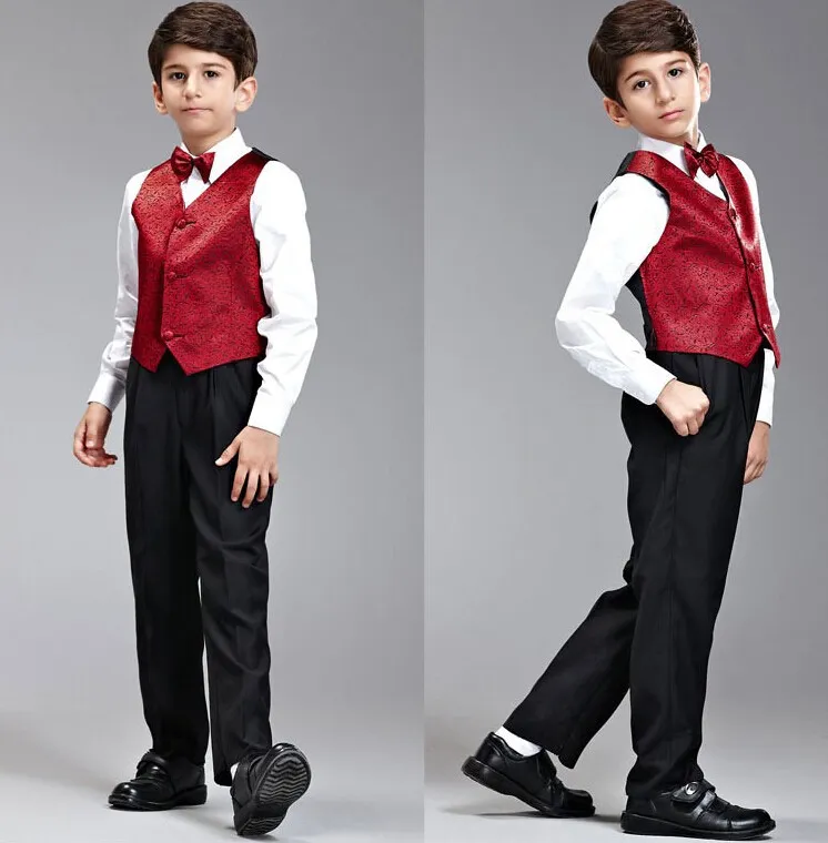 Sur mesure noir Boy039s Occasion formelle enfants costume de mariage garçons tenue garçon costume smoking Blazers 5 pièces ensemble F 10095032189