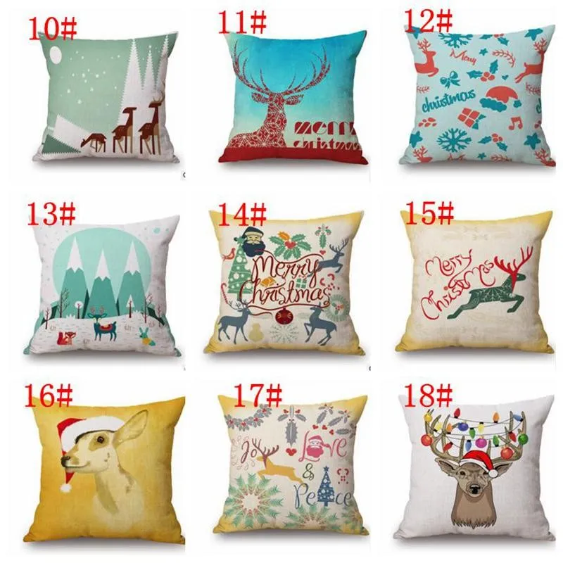 45 * 45cm Kerst Kerst Kussensloop Cover Rendier Elk Throw Sofa Nap Kussenhoesjes Santa Claus Home Decor