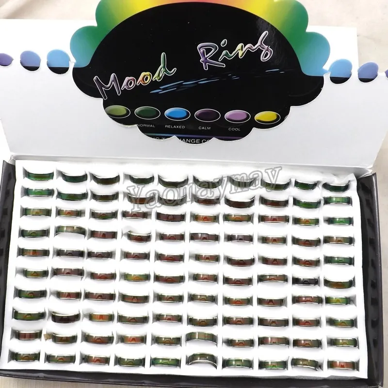 Mode Mood Rings Gratis verzending, 100 -stcs Mix maat Moodring verandert van kleur van temperatuur