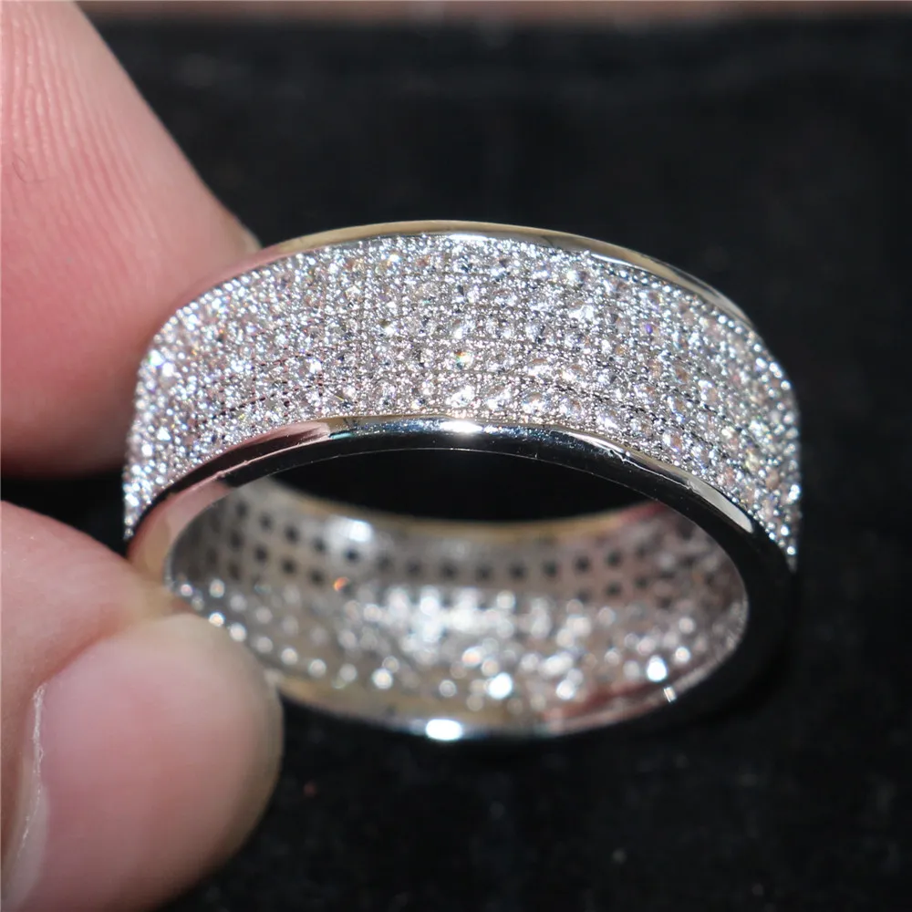 Luxe paragraaf mode 925 sterling zilveren edelsteen ringen glanzend volledige gesimuleerde diamant zirkoon ringen vinger voor vrouw