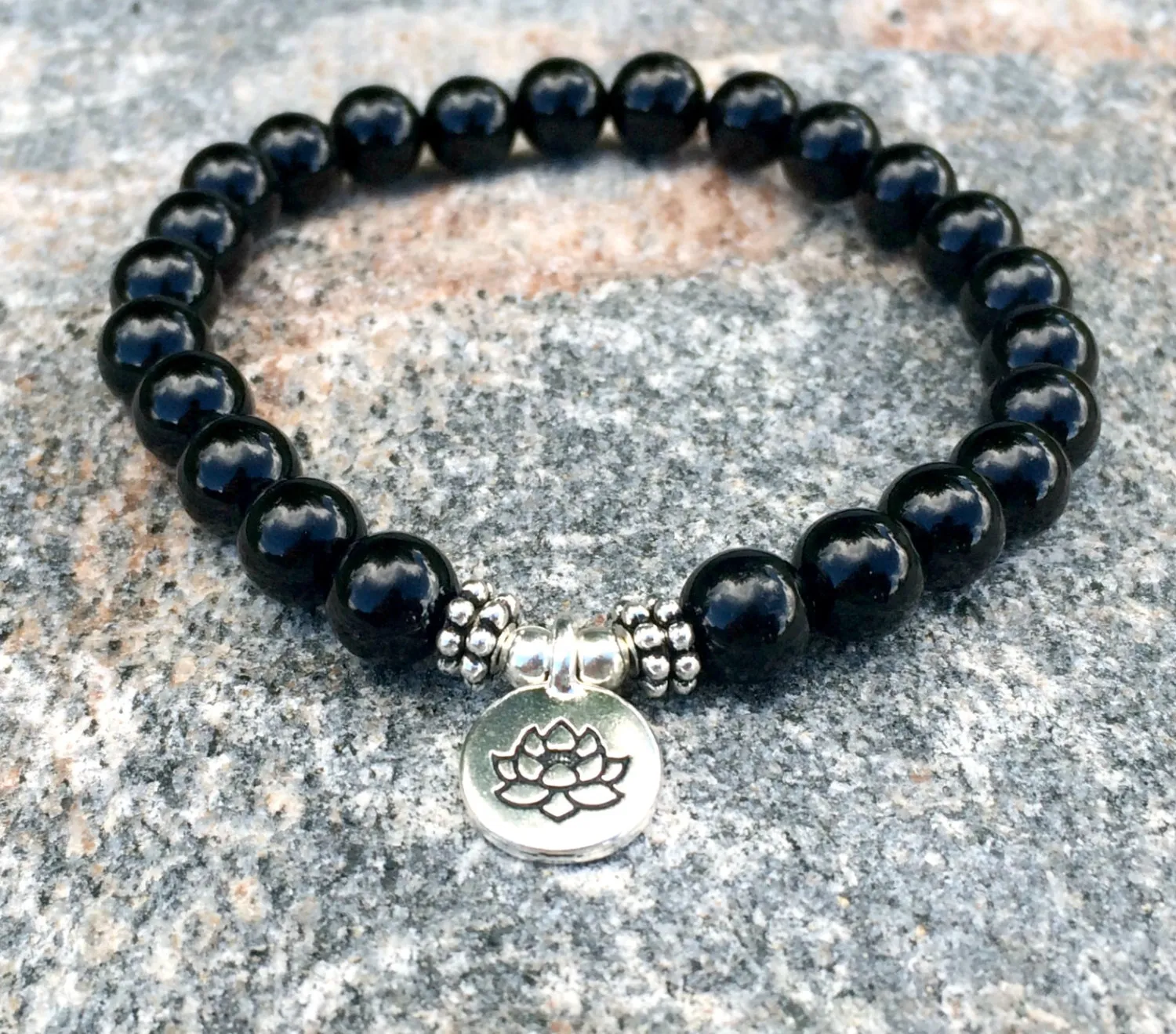 SN1059 Black Agate Yoga Bracelet Chakra Healing Crystals Jewelry Natural Stone Men`s Bracelet Emotional Balance Bracelet Wholesale