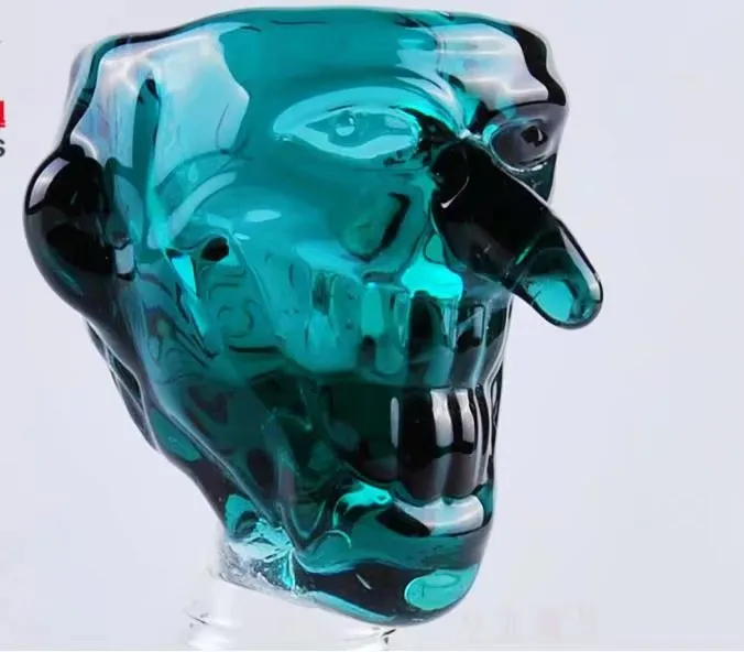 Lake green ghost head glass cigarette holder adapter , Wholesale Glass bongs Oil Burner Glass Pipes Waters Pipe Oil Rigs Smoking Free Shippi