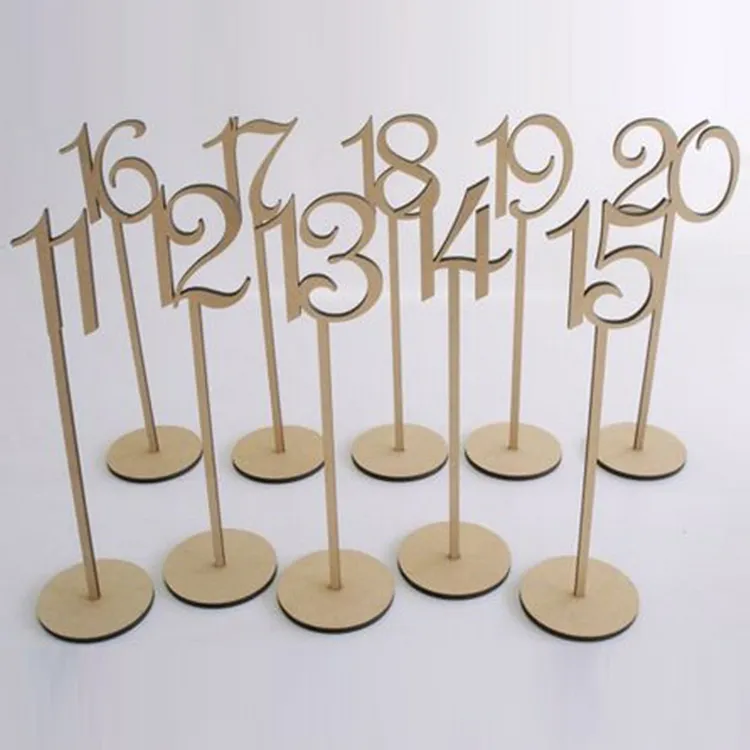 new arrival rustic hessian wedding table decoration Wooden wedding table number holder party table number tag stand