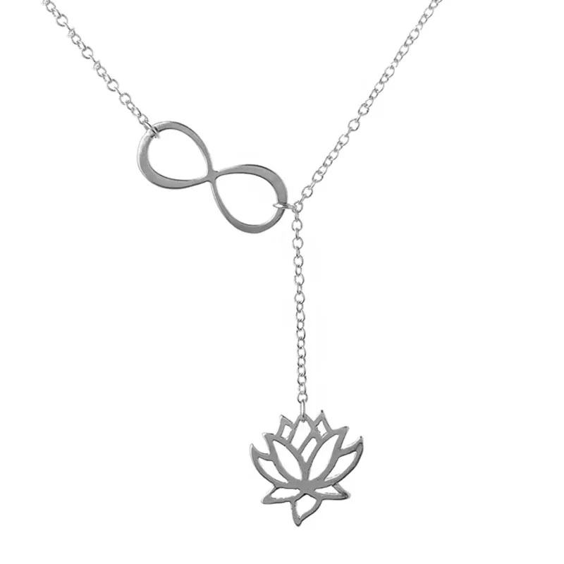 Everfast Whole Infinity and Lotus Lariat Wiselants Oświadczenie Naszyjka Kobiety długi łańcuch Collier Femme Jewelry Accessori257b