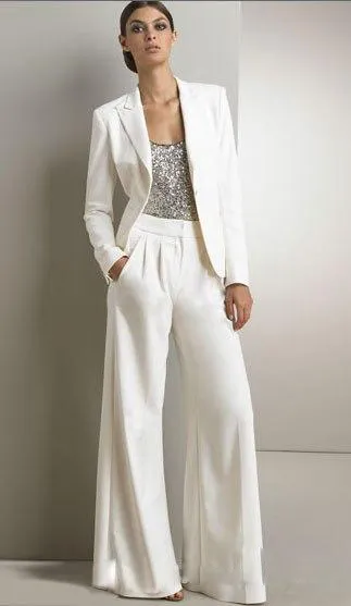 Plus Size Mother Of The Bride Pant Suits Sequins Long Sleeve