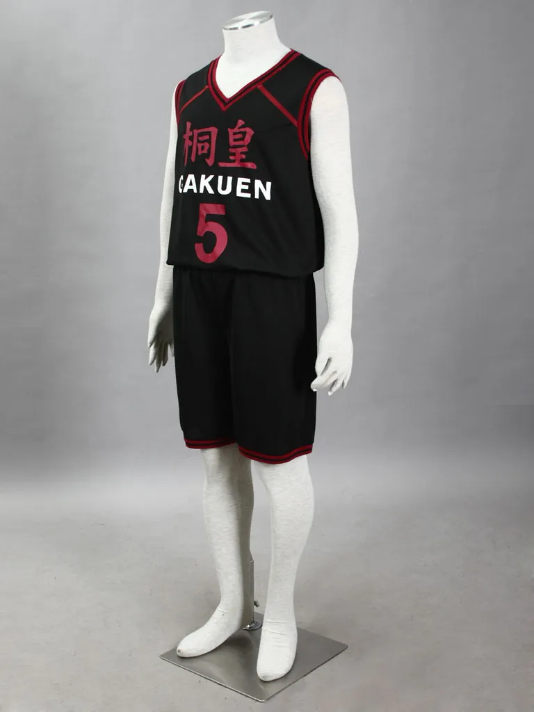 Jersey de basquete de alta qualidade Cosplay Kuroko No Basuke Daiki Aomine No.5 Cosplay Traje Esportes Wear Top + Shirt Black