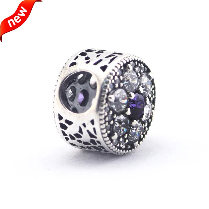 2016 Wiosna Nowe Koraliki Fit Dla Pandora Bransoletka 925 Sterling Silver Zapomnij mnie nie Charms DIY Fine Jewelry W1231