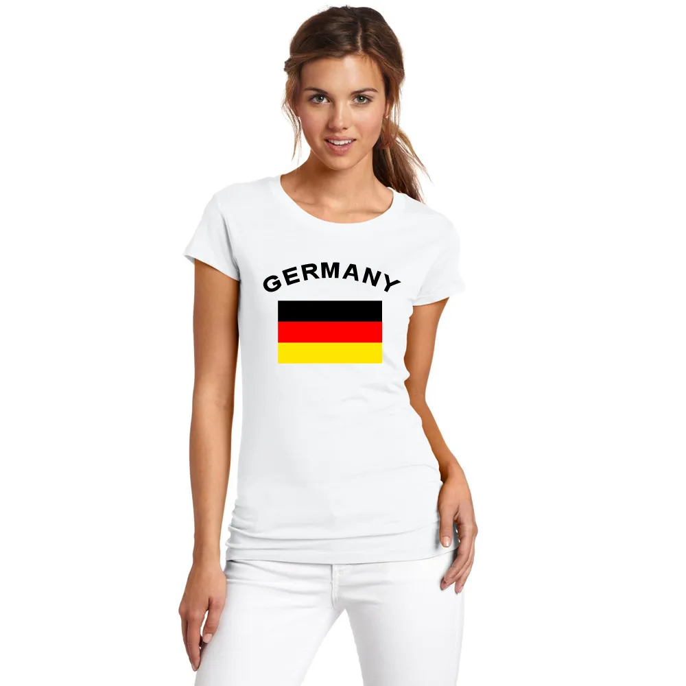 Allemagne Fans Cheer Drapeau T-Shirts Été 2016 Football Européen Sports Fitness Gym Allemagne Nationa Drapeau T-shirts Pour Femmes