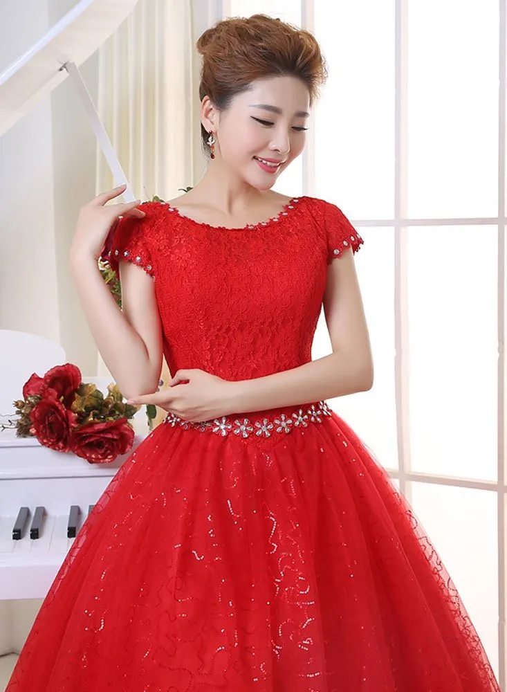 2021 High Quality Red Elegant Organza Wedding Dresses Ball Gowns Beading Crystals Wedding Party Dress Bridal Gowns Q33291y