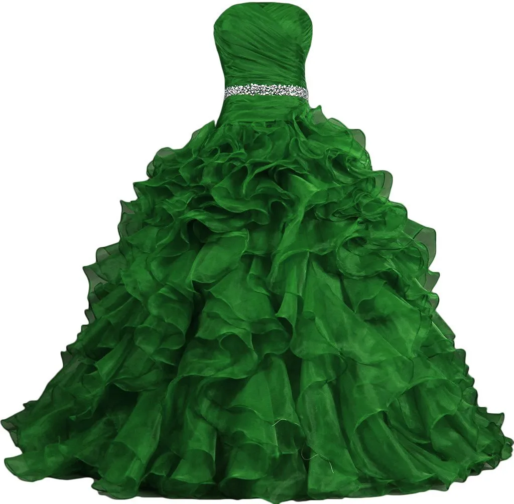 2020 Hign Quality Pretty Ball Gown Quinceanera Dresses Pärled Ruffle Längd Lace Up Sweet 16 Dress Special Endan PROM GOW4714234