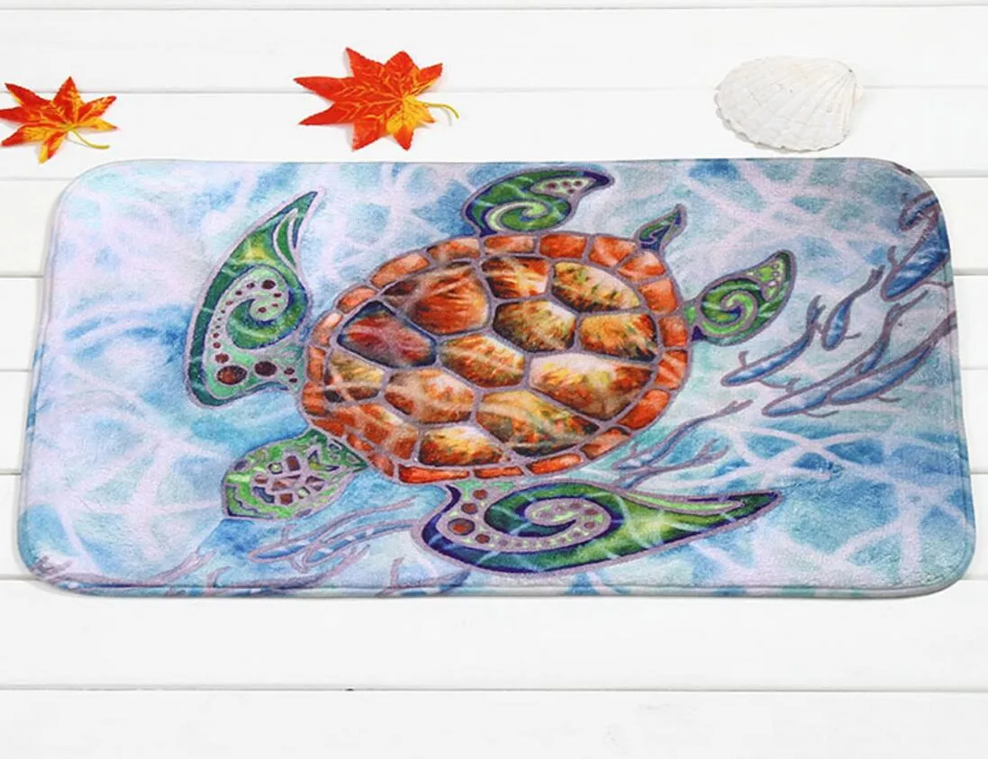 40*60cm Multicolour Sea turtle Bath Mats Anti-Slip Rugs Coral Fleece Carpet For For Bathroom Bedroom Doormat Online