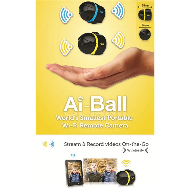 AI-Ball World's kleinste Protable WiFi Mini Surveillance Security Camera Network IP Camera Draadloze gratis verzending 2 kleuren