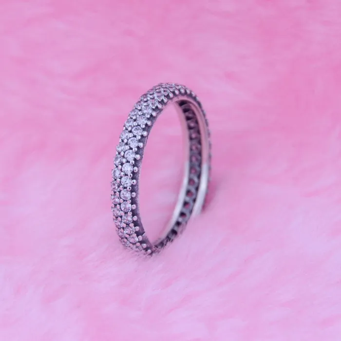 Silver Inspiration på Ring med Clear CZ 100% 925 Sterling Silver Ringar DIY Göra Passar för Pandora Smycken 2016 Ny julklapp