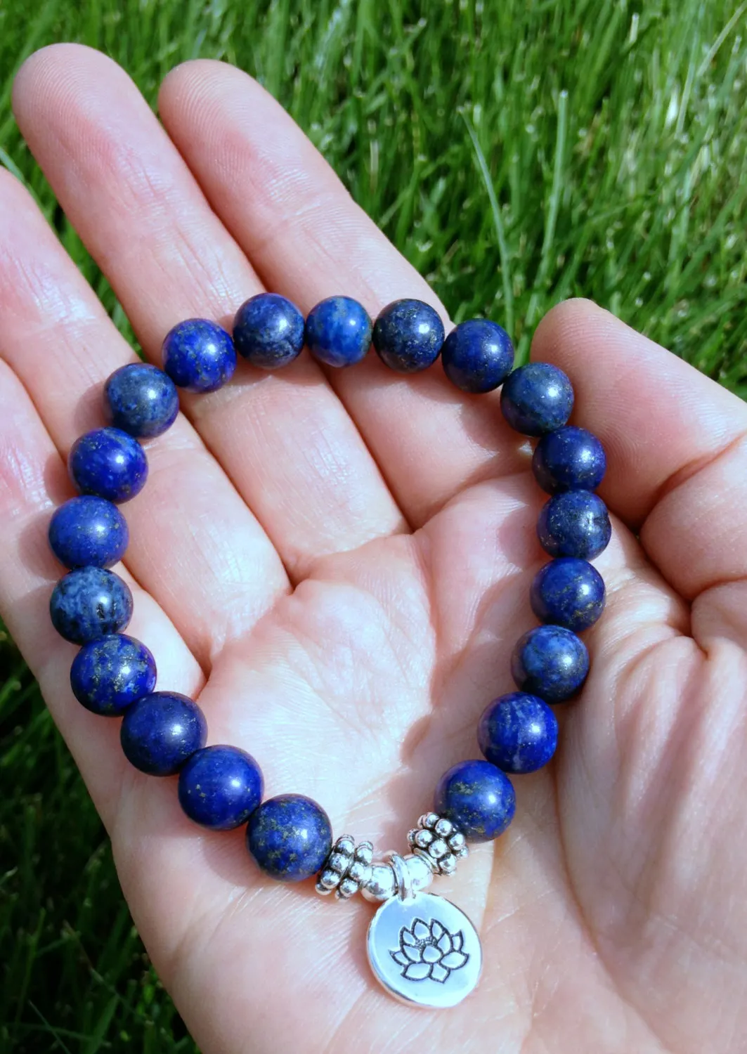 SN1039 Genuine Lapis Lazuli Bracelet Natural Stone Bead Men's Bracelet Throat Chakra Spiritual Yogi Gift 280r