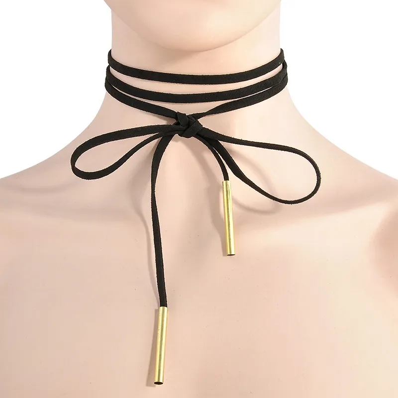 11 couleurs minimaliste velours couches Sautoirs long noeud papillon cou hauts collier réglable pour femmes dames accessoires de bijoux de mode