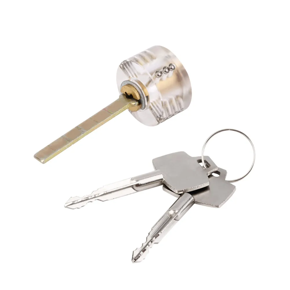 Locksmith Round Cross Visable Practice Padlock con 2 teclas + Juego de herramientas Lock Pick para el entrenamiento de habilidades de Locksmith