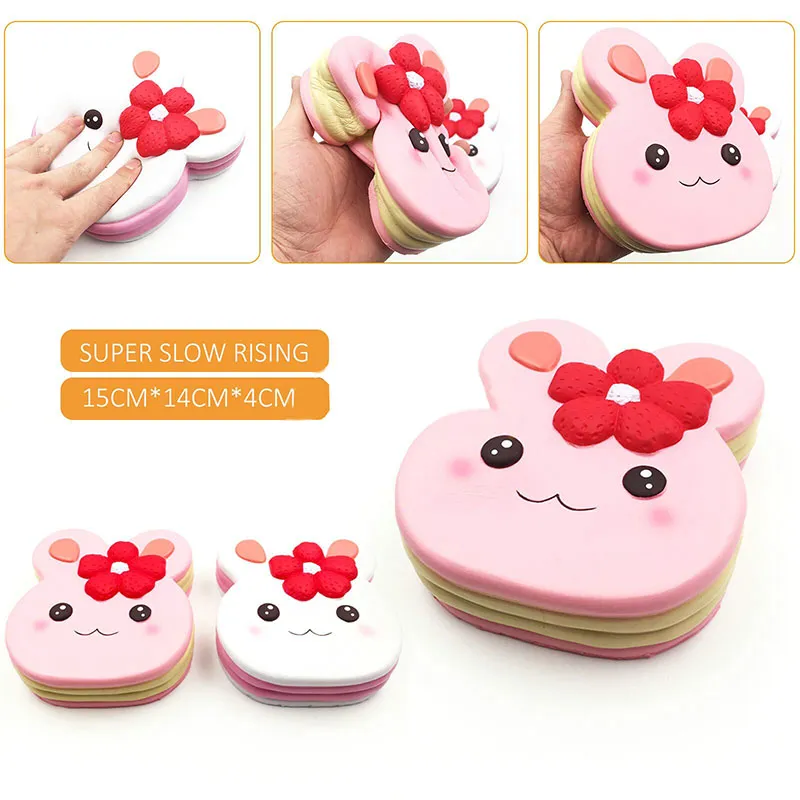 10 Adet / grup Jumbo Tavşan Kek Squishy Süper Yavaş Yükselen 15 CM Kawaii Kokulu Yumuşak Sıkı Sevimli Krem Ekmek Eğlenceli Çocuklar Oyuncak Hediye squishies