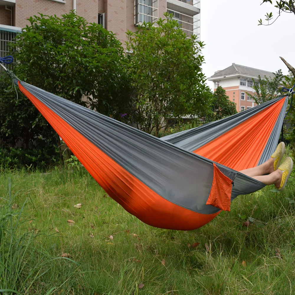 Wholesale Portable Nylon Parachute Double Hammock Garden Outdoor Camping Travel Survival Hammock Sleeping Bed