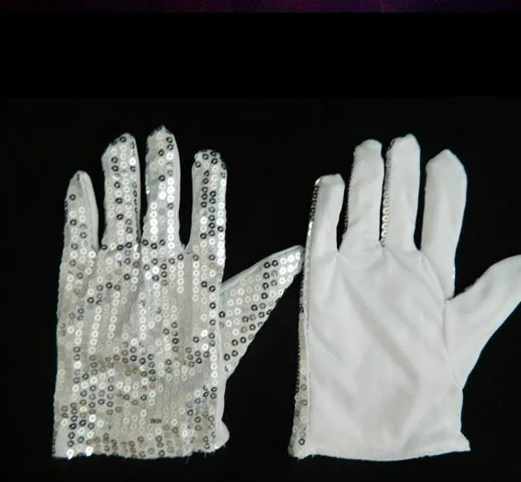 LED Flashing Silver Sequins Gloves Party Dance Finger Lighting Glow Mittens Gloves bar Halloween Christmas performance stage props supplies