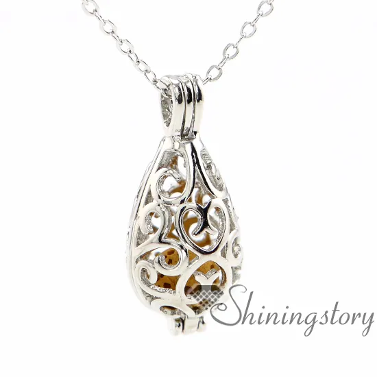 Teardrop Open Working Essentiële Olie Ketting Diffuser Ketting Groothandel Parfum Ketting Aromatherapy Sieraden Diffusers Metalen vulkanische steen