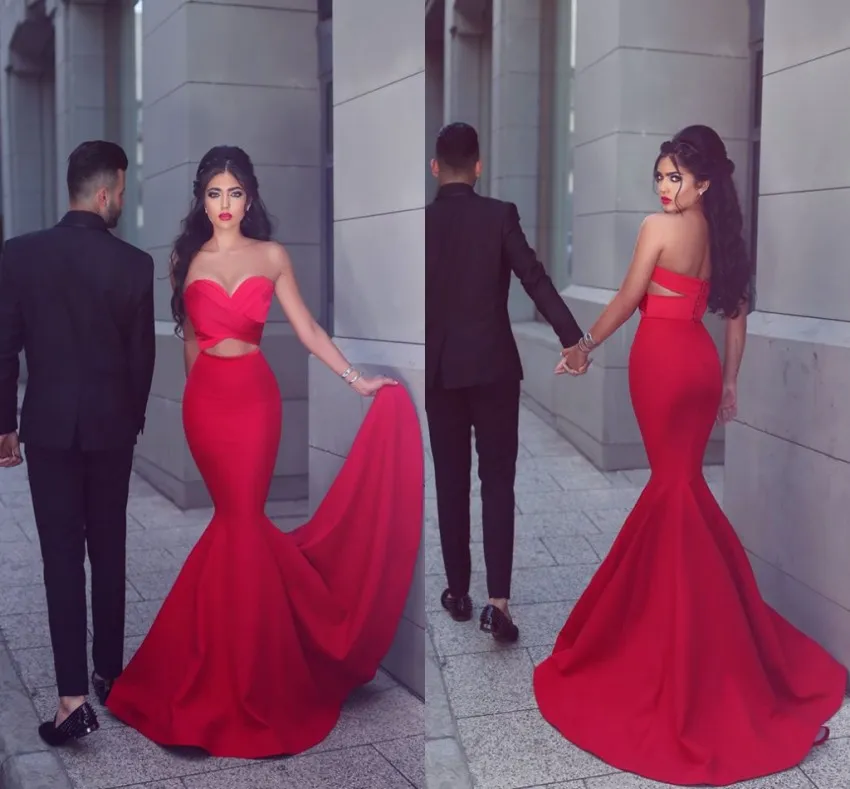 2016 Red Sexy Arábia Saudita Vestidos de baile