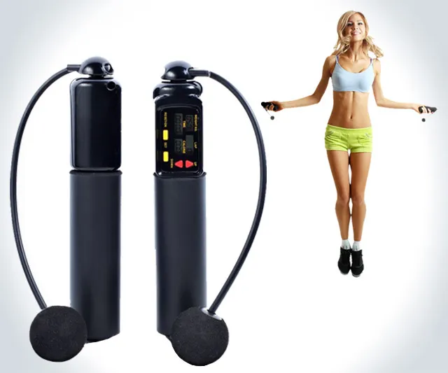 Cuerda para saltar digital Fitness Cuerda para saltar sin cuerda con ejercicio de contador de calorías y saltos, Cuerda para saltar de fitness ajustada inalámbrica para culturismo