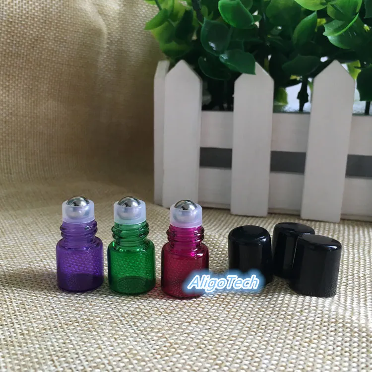 Colorfu 1ml 2ml 3ml Purple Green Red Glass Bottles Empty Roll on Glass Bottles for Essential Oil Bottle 1cc 2cc 3cc Sample Bottles