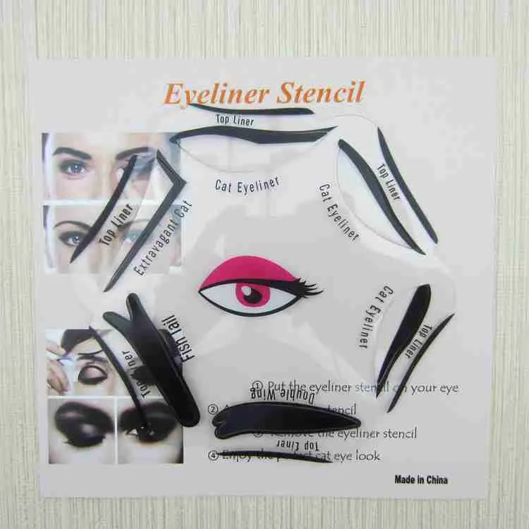 DHL-Versand 6-in-1-Multifunktions-Augenschablone, Katzen-Eyeliner-Schablone für Eyeliner-Vorlagenkarte, Fischschwanz-Doppelflügel-Eyeliner-Schablone