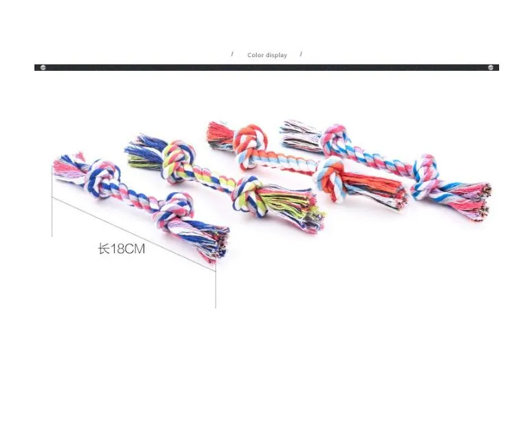 Puppy katoen kauwknoop speelgoed duurzaam gevlochten bot touw 16 cm grappige tool groothandel huisdieren honden kerst speelgoed levert