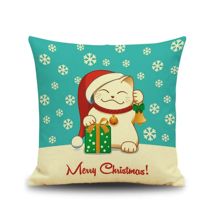 christmas year gift cushion cover cute puppy pillow cover christmas pug dog cat owl reindeer pillow case home decor pillowcases