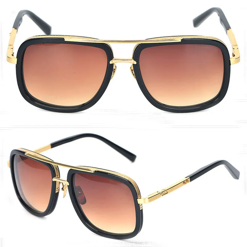 Hot new men occhiali da sole firmati di marca occhiali da sole in titanio placcato oro vintage stile retrò cornice quadrata con lente UV400 originale