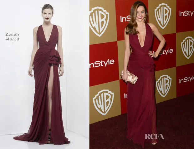 Zuhair Murad Burgundy Celebrity Prom -jurken 2019 Sexy Split Side avond feestjurken Deep V Neck Pleats Chiffon Dress9933281