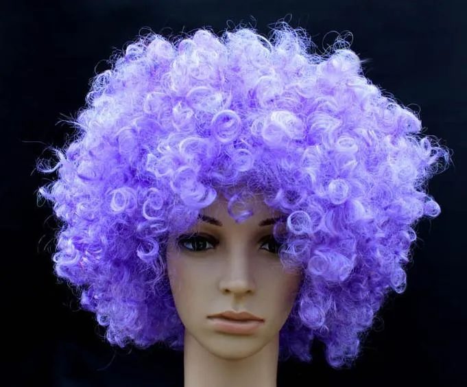 Men lady Clown Fans Carnival Wig Disco Circus Funny Fancy Dress Party Stag Do Fun Joker Adult Child Costume Afro Curly Hair Wig pa2067481