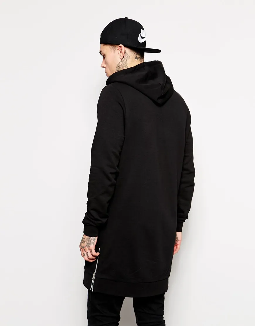 Mäns Hoodies Sweatshirts Partihandel - Anlände Longline Men Fleece Solid Fashion Tall Hoodiesets Vår och hösttid Lång Hoodl