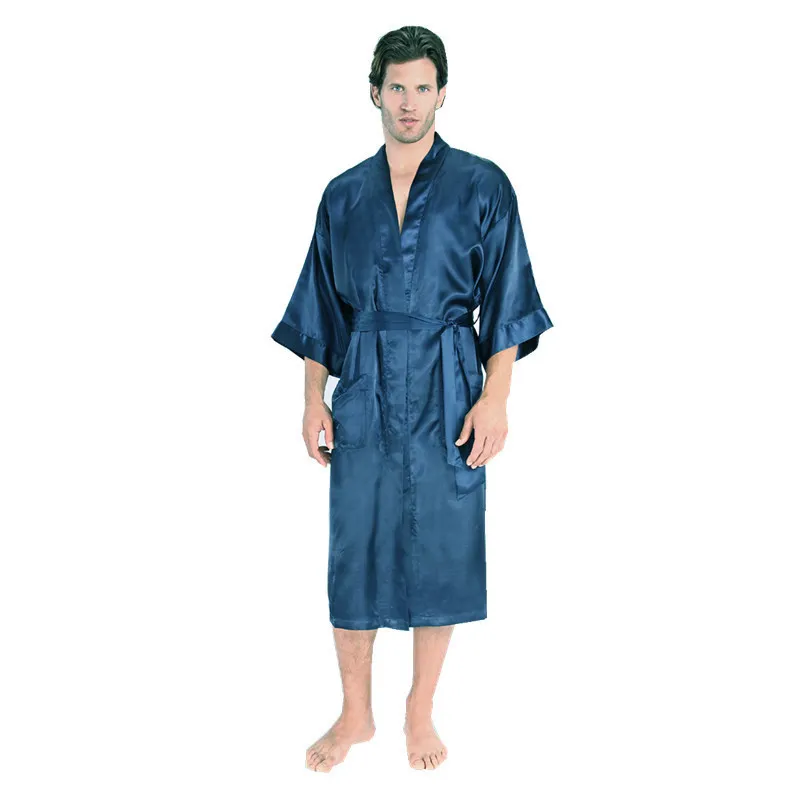 Toptan-Mens Womens Artı Boyutu Uzun Saten Banyo Robe Seksi Kimono Ipek Bornoz Erkekler Peignoir Homme Günü Erkekler Için Yaz Bornozlar