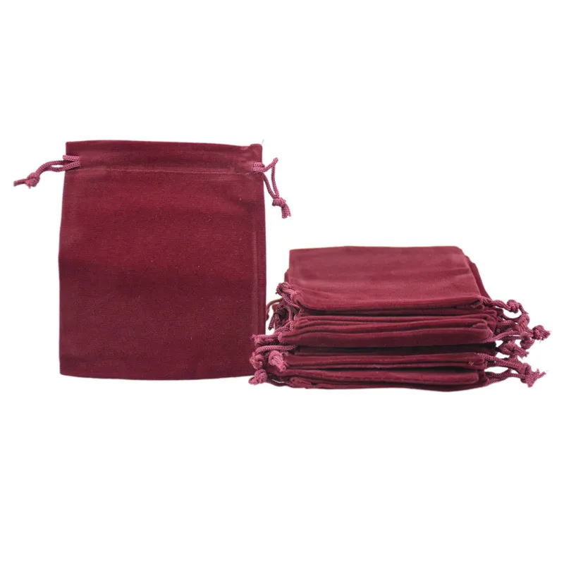 Velveteen Velvet Pouches Jewelry Gift String Drawstring Christmas Wedding Bags With Draw 10x12cm 3.9''x4.7''