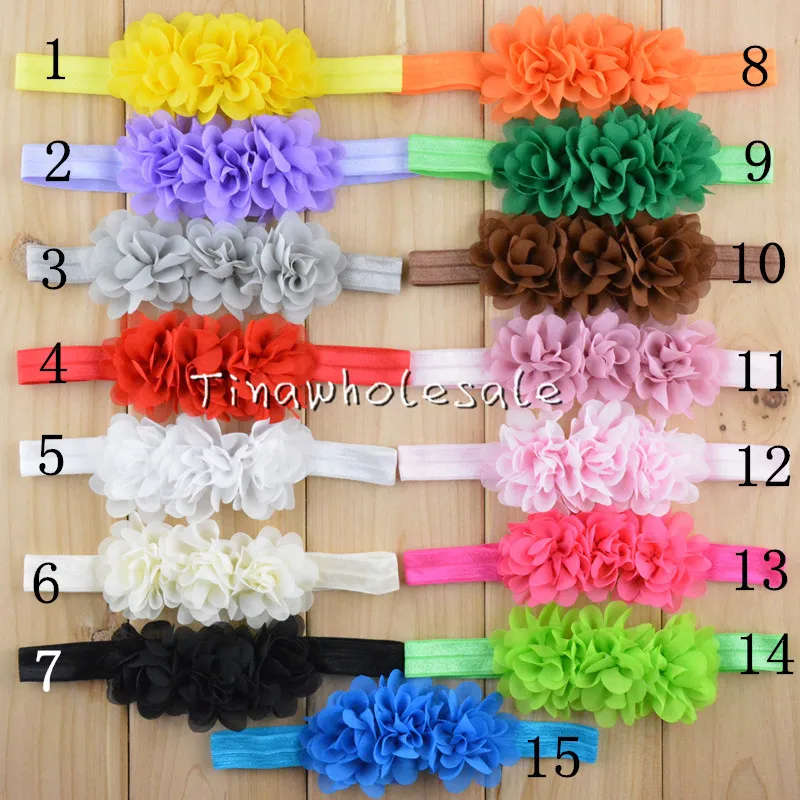 Moda Bebê Bebê Meninas Elástico Três Combinar Flores Chiffon Bandas de Cabelo Atacado para Kids Headband